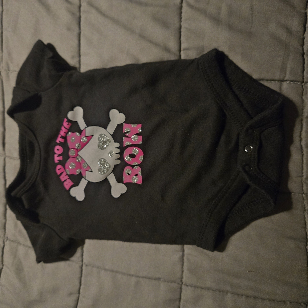 Black Baby Onesie with Skull Design